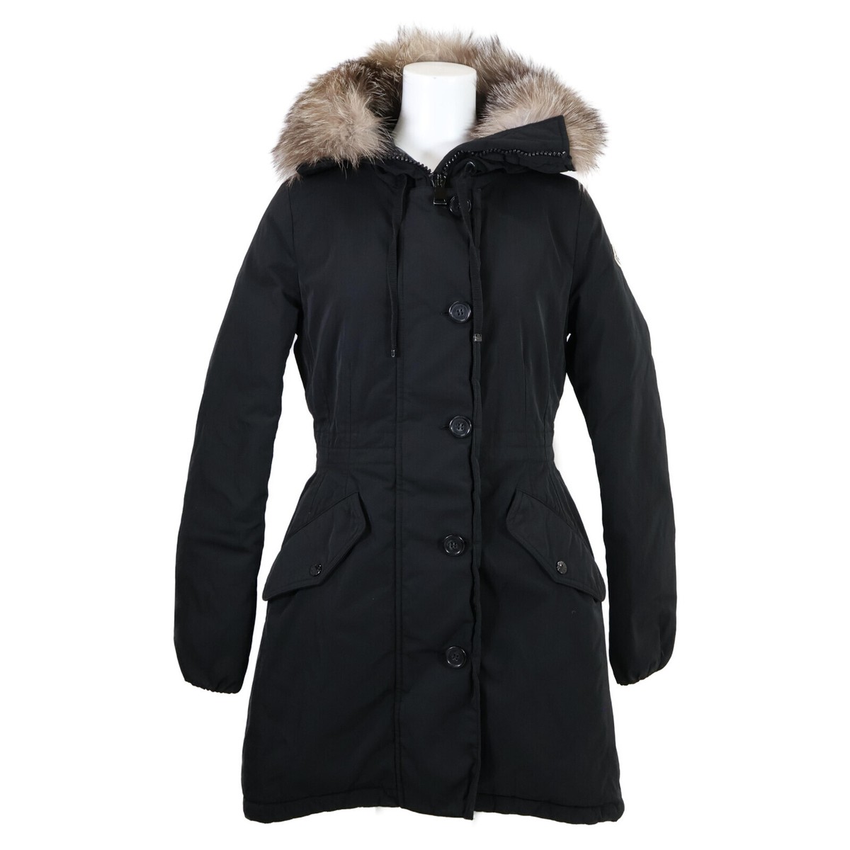 MONCLER MONTICOLE Down hoodie with fur coat 2 black | eBay