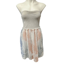 Urban Outfitters Kimchi Blue Gray Strapless Tie Dye Chiffon Mini Dress medium