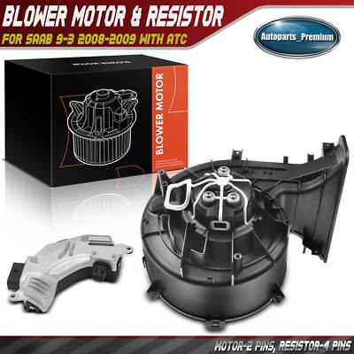 Front HVAC Blower Motor with Wheel &Resistor Kit for Saab 9-3 2008-2009 ...
