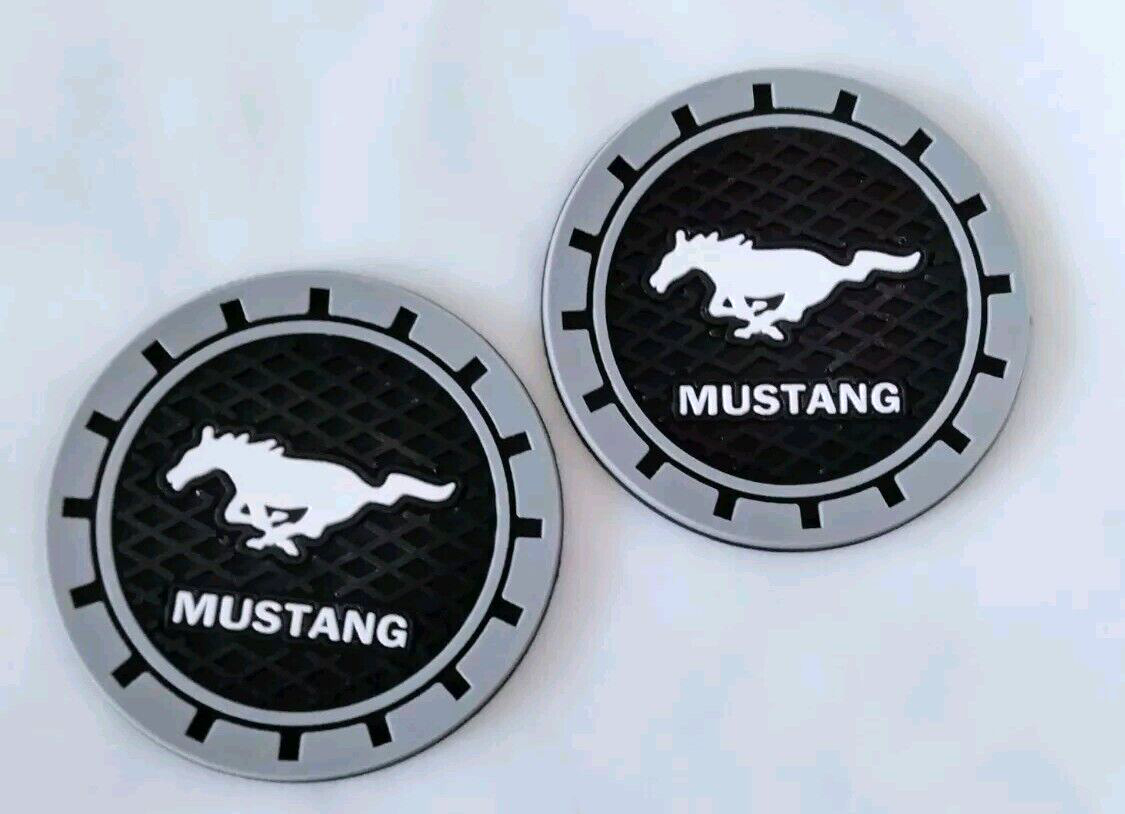 Black Silicone Car Coasters Cup Holder Non-Slip Set Of 2  New For Mustang