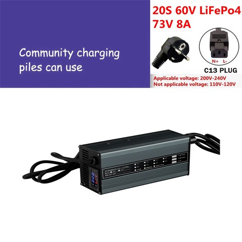 Ladegerät Current Adjustable 1A-8A for 48V 60V 72V 13S-21S Li-ion LiFePo4 Pack - Afbeelding 22 van 24
