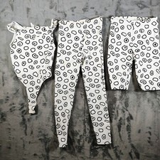 Vintage 1990s Womens White Leopard Leotard, Shorts, and Leggings 3 Piece Set S