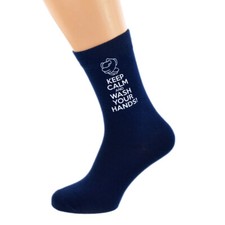 Keep Calm and Wash Your Hands Mens Navy Blue Socks UK 5-12 - N1161