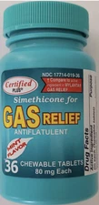 GAS RELIEF Bloating Pressure Chewable Mint Flavor Tablets 1ea 36/Pk-NEW-SHIP24HR
