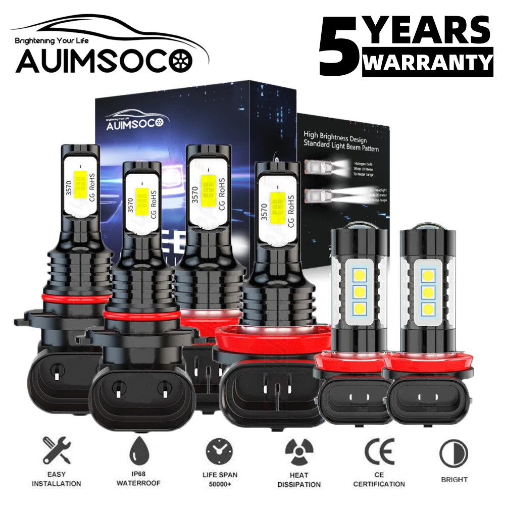 For Ford EcoSport 2018 2019 2020 Combo 6x Upgrade LED Headlight &Fog Light Bulbs