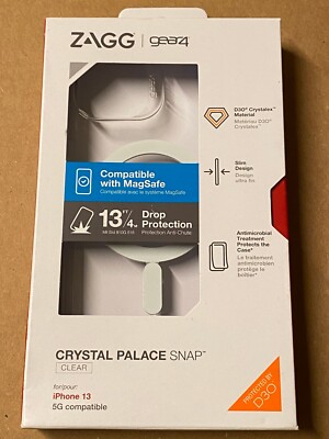 New ZAGG Gear4 Crystal Clear MegSafe Case for Apple 6.1'' iPhone 13 Skin Cover