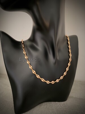 Kette Mesh Kaffeebohne 5 mm x 50 cm vergoldet 18 KARAT 750/1000 Schmuck NEU