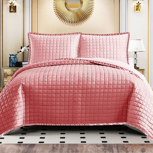 3 Piece Quilted Bedspread Bed Throw Bedding Set Single Double King Size Bed Sets - Picture 5 of 19