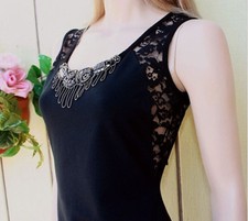 MWT BETSEY JOHNSON ( S) black dress lace necklace embellish