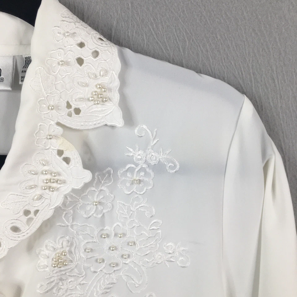 Top vintage Claudia Richard para mujer 8 cuentas recortadas de encaje blanco coquete victoriano Foto 3 de 4