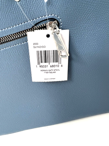 Borsa a tracolla Coach Katy in pelle incrociata blu indaco 2553 - Foto 3 di 4