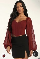Lulus Long Sleeve Cropped Bustier Top