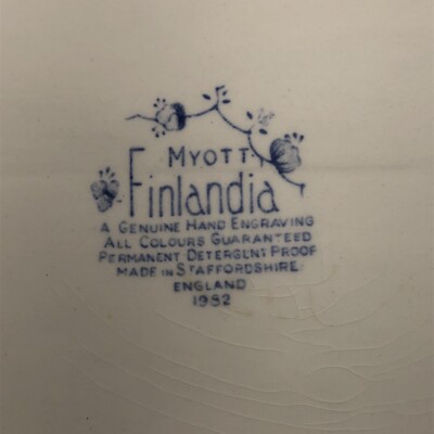 Myott Finlandia Serving Platter Blue White 12.5” Staffordshire