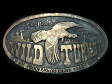 TB09133 VINTAGE 1970s **AUSTIN NICHOLS WILD TURKEY** BOOZE ADVERT BELT BUCKLE