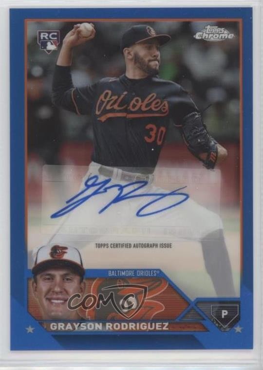 2023 Topps Chrome Update Blue Refractor /150 Grayson Rodriguez #AC-GR Auto 0c8y