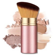 SogaYES Retractable Kabuki Face Brush, Portable Travel Blush Brush Pink