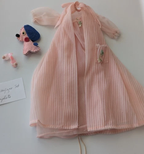 Vintage 1960s Mattel Barbie #965 Nighty Negligee Lingerie Set – Shoes w/Pompoms