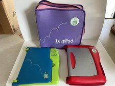 2 LeapPad Learning Pads  With 13 Books And Cartridges Tested LeapPad Both Work