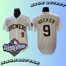 Men's Milwaukee Brewers 9 Bob Uecker 2026 World Series Stitched Jersey