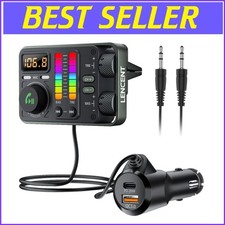 Bluetooth 5.3 FM Transmitter with Fast Charging  Dual Mics for Safe Driving