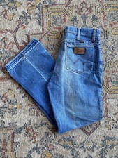 Vintage late 60s Wrangler Jeans Blue Flared Talon Zip 32x30 Made in USA