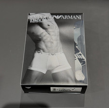 Emporio Armani 2 Pack Mens Trunks Boxers Underwear Stretch Cotton, White Size M
