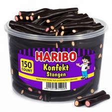 Haribo Konfekt Stangen Licorice Tub 150 Count Assorted Filled Sticks