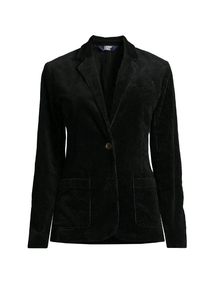 Land's End Dark Academia Brushed Corduroy Blazer Black Business Casual Size 3X