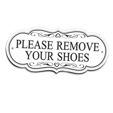 Please Remove Your Shoes Sign   8x3.5 Inch Elegant Acrylic Door Sign, White