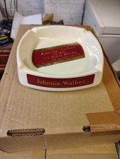 Vintage Johnnie Walker Red Label Old Scotch Whisky White Red Pub Ashtray 