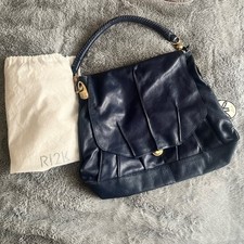 Ri2k Navy Blue Zimmie Tote Leather Bag