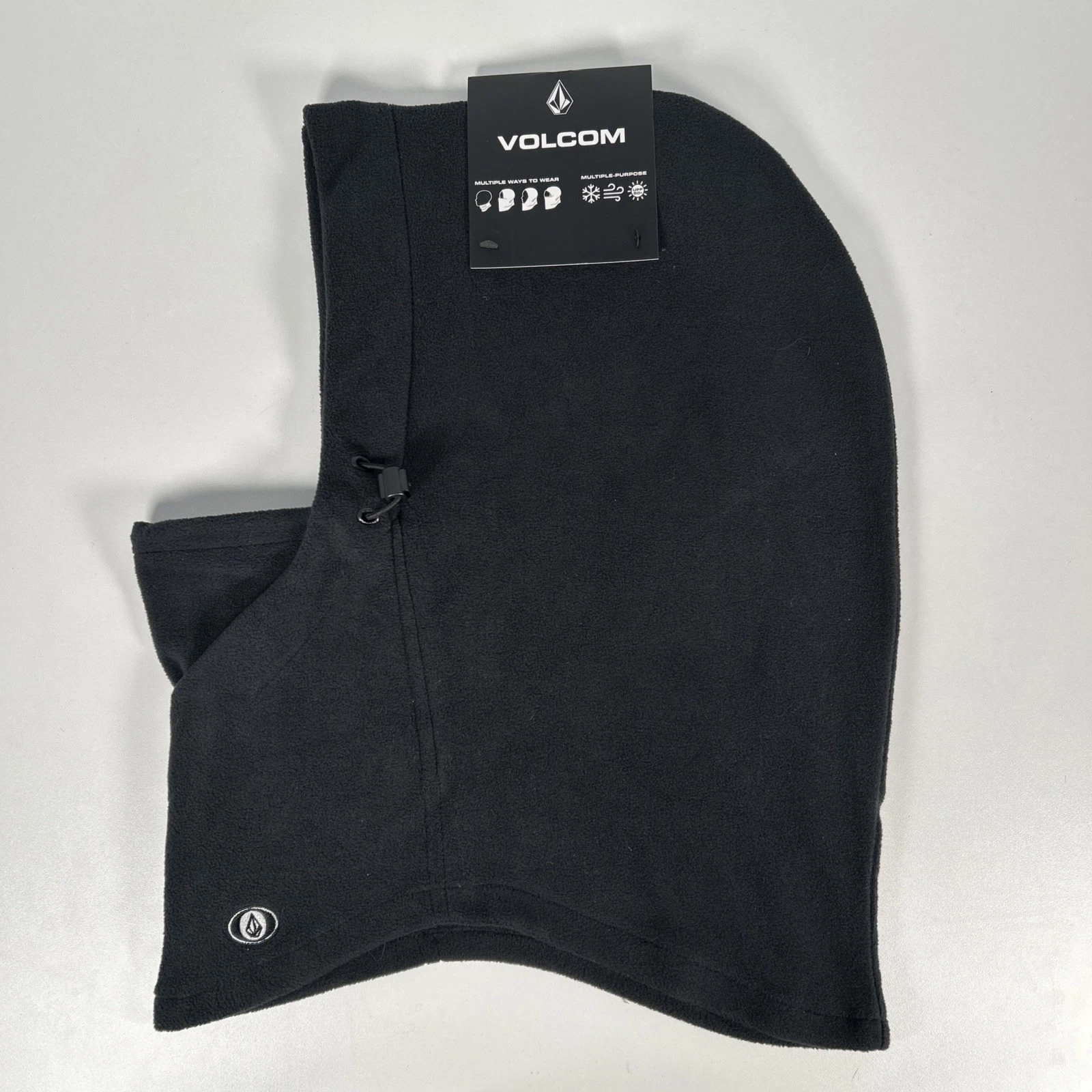 NEW Volcom Travelin Hood Thingy Black Fleece Balaclava Neck Warmer