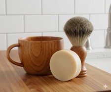 3PC Shaving Set Kit brush Badger Hair Shaving Bowl Mug Wood Handle  Shave Soap