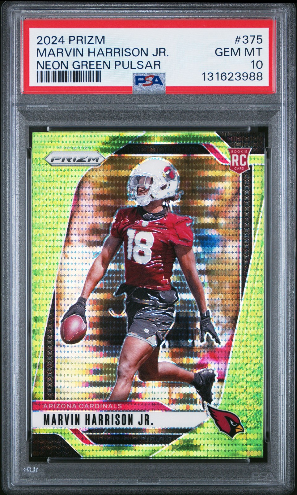 2024 Panini Prizm #375 Marvin Harrison Jr. Neon Green Pulsar RC PSA 10