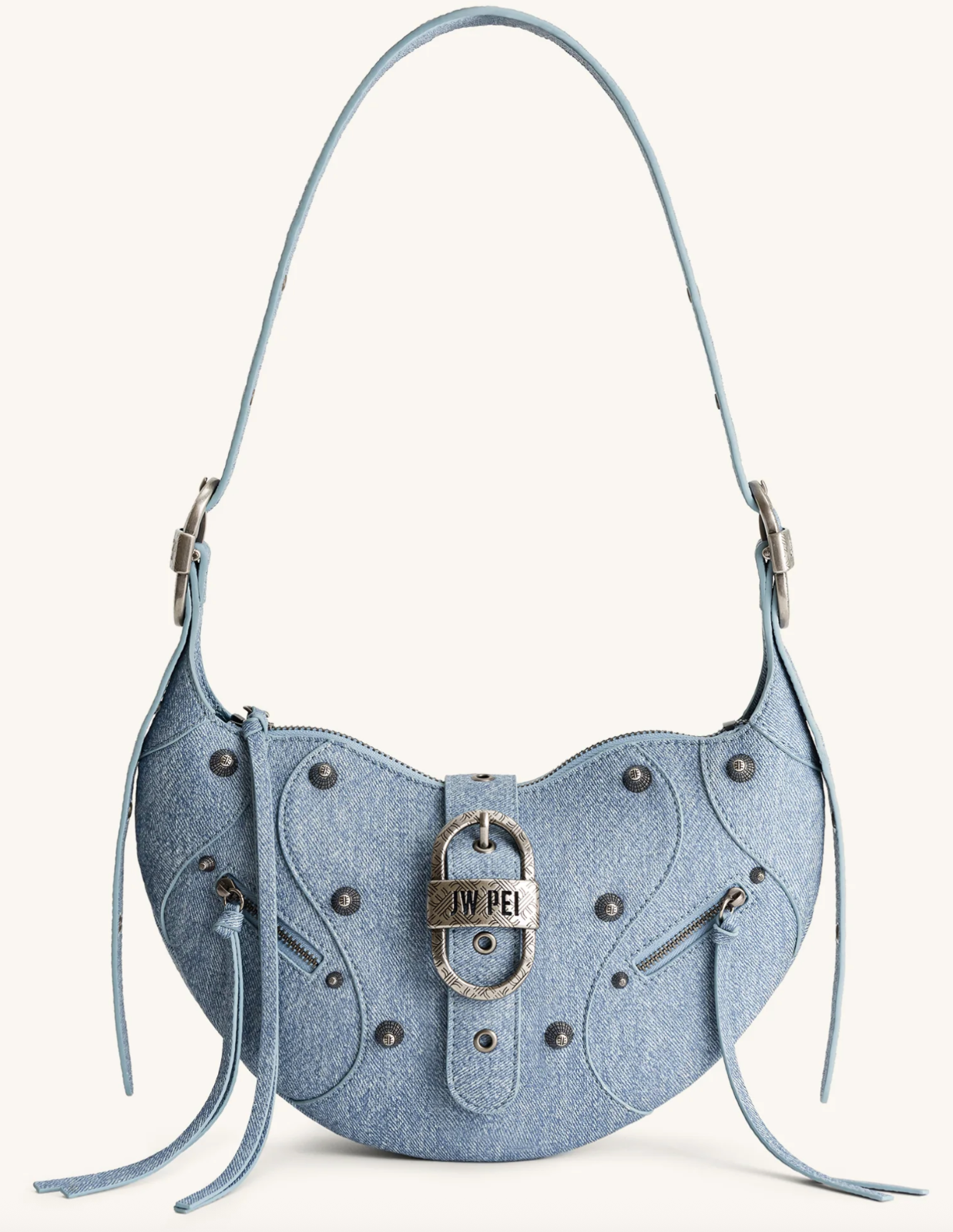 JW PEI Tessa Denim Effect Shoulder Bag Blue 5S34-5 Crossbody Purse