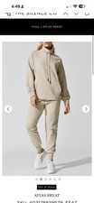 Conjunto de suéter y jogger Varley Atlas avena beige acanalado cuello embudo suéter S