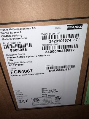 FRANKE, s700, new, fully automatic, best price , commercial, professional grade