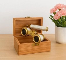 Mother of Pearl Opera Glasses Vintage Brass Theater Binoculars Lorgnette Gift