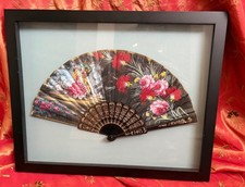 Beautiful vintage framed and carved sticks fan
