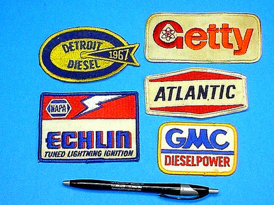 VINTAGE TRANSPOTATION RELATED PATCHES~1967 DETROIT DIESEL~ECHLIN~ATLANTIC~GETTY