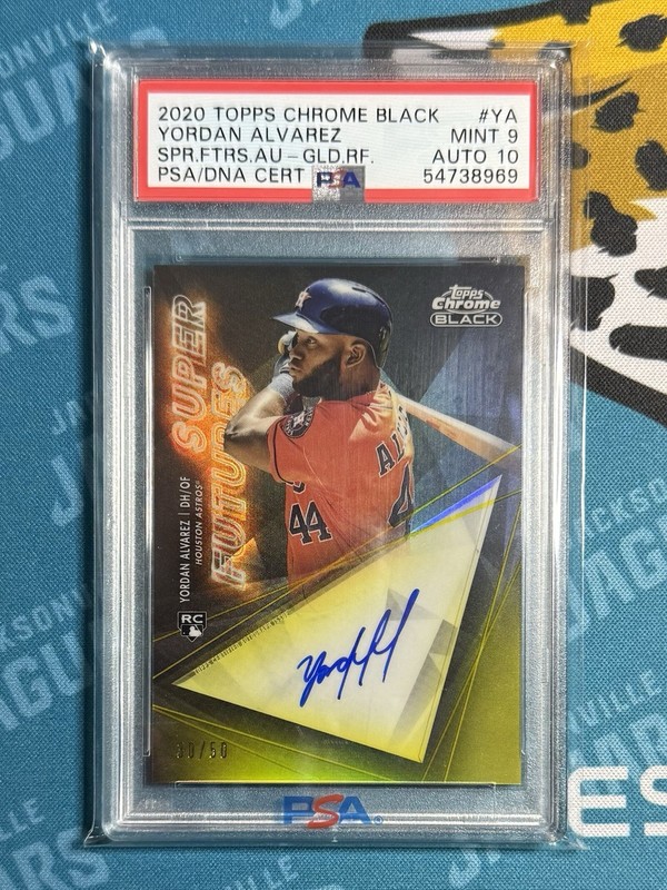 2020 Topps Chrome Black Super Futures Auto Yordan Alvarez #SFA-YA Gold /50 PSA 9