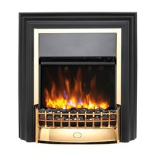 Cheriton Deluxe Optiflame Freestanding Electric Fire Brass and Black Free