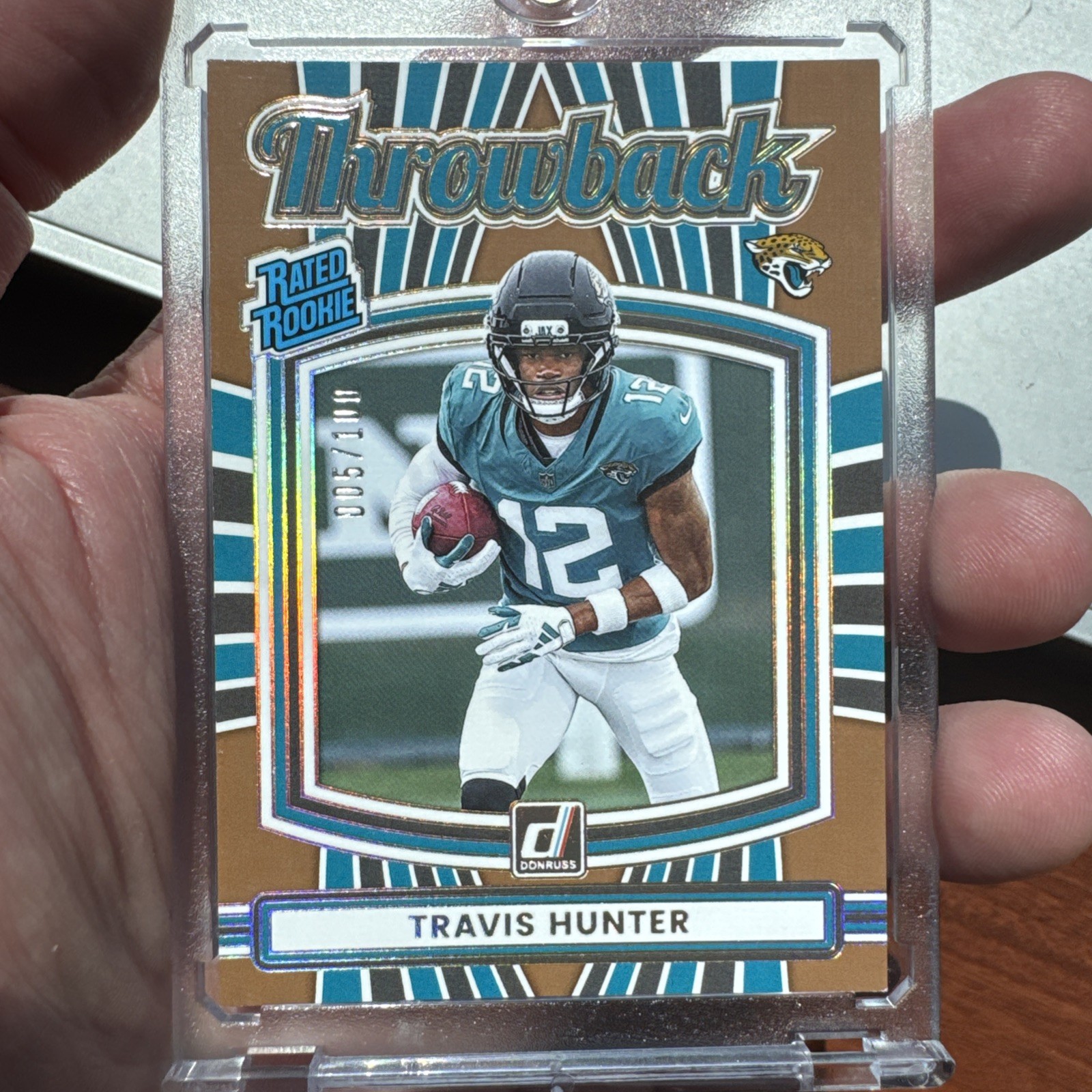 #005/100 RARE Panini Donruss 2025 Throwback Rated Rookie Travis Hunter #3