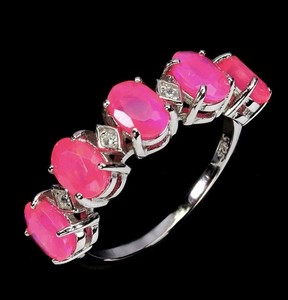 💫 925 Sterling Silver Ring Oval Pink Opal 6x4mm Natural Gemstone Jewelry Size 8
