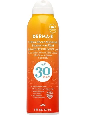 Derma E Ultra Sheer Mineral Sunscreen Mist SPF 30 - 6oz NEW!!!