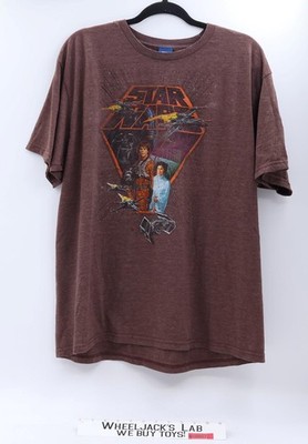 Star Wars Luke Skywalker Princess Leia X-Wing T-Shirt Lucas Film Brown XL