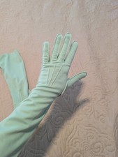 VINTAGE 1950s Seafoam Green Long Gloves