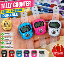 3 PCs Set: Crystal Digital Finger Clicker Tasbeeh Electronic Tally Ring Counter