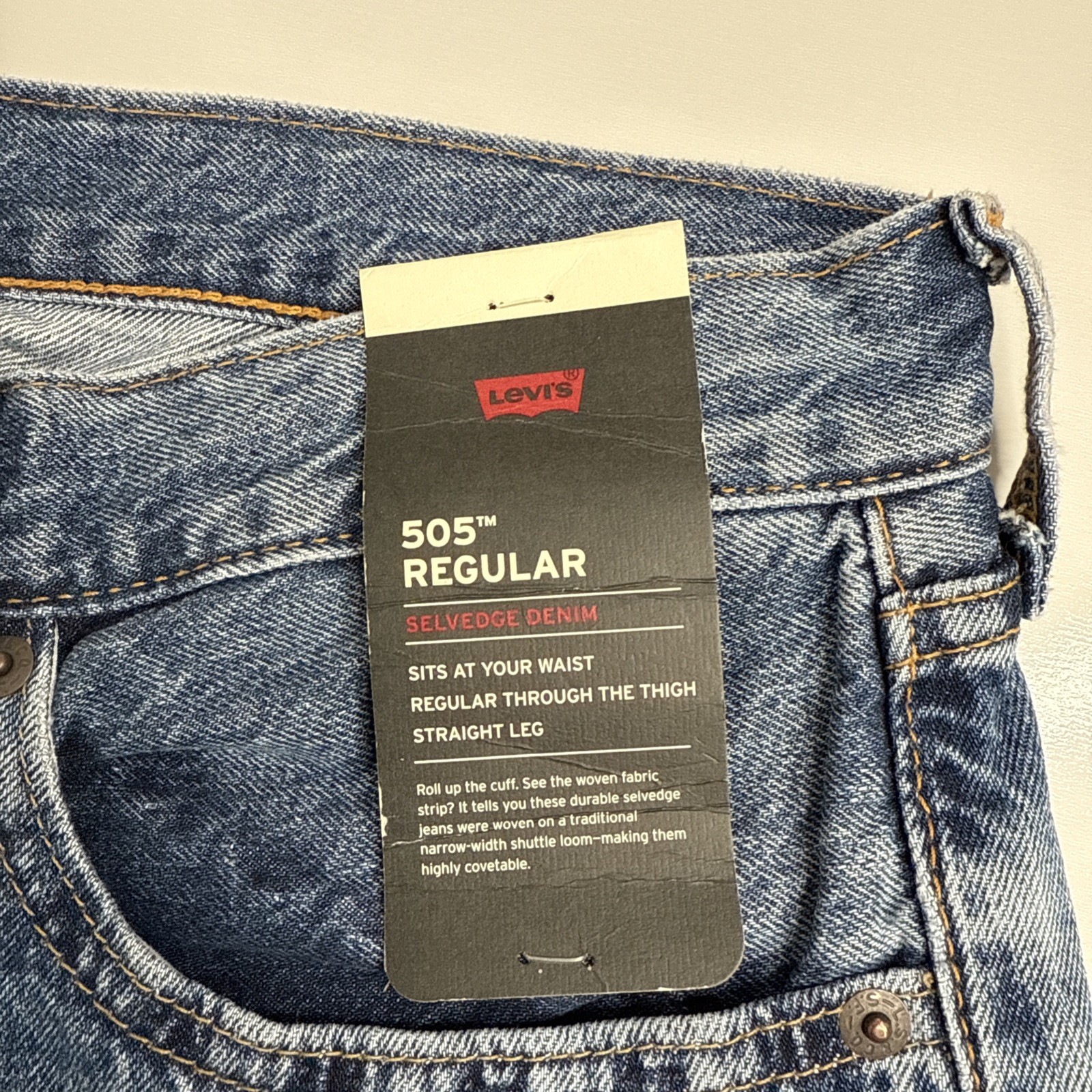 Levi's Premium 505 Regular Fit Selvedge Jeans Red Line 31x30 Men’s NEW WITH TAGS thumbnail 4