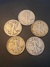 Lot (5) Walking Liberty Half Dollar Coins